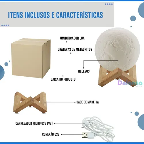 Foto de luminária e umidificador lua